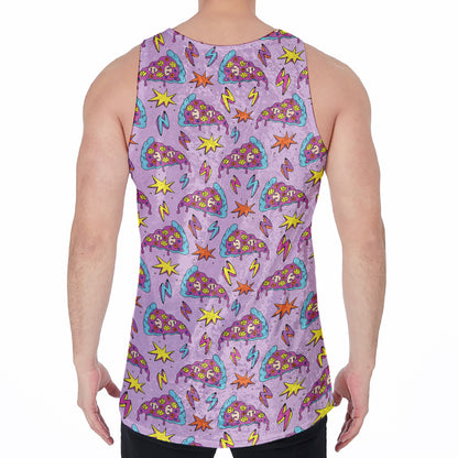 Psychedelic Pizza Pattern Print Men's Velvet Tank Top