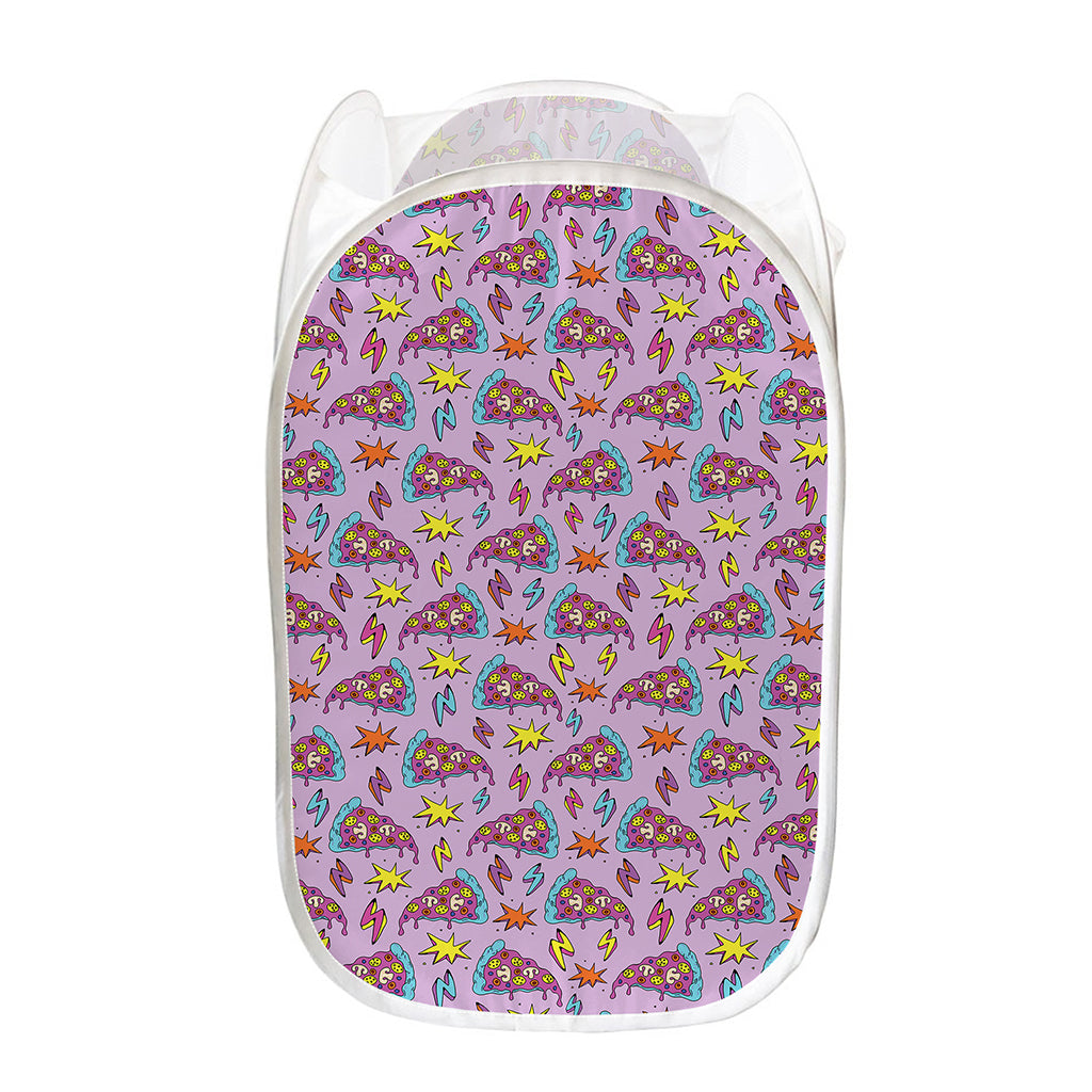 Psychedelic Pizza Pattern Print Mesh Laundry Hamper