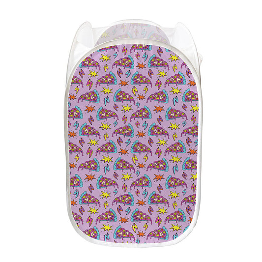 Psychedelic Pizza Pattern Print Mesh Laundry Hamper