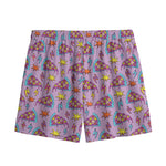 Psychedelic Pizza Pattern Print Mesh Shorts