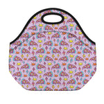 Psychedelic Pizza Pattern Print Neoprene Lunch Bag