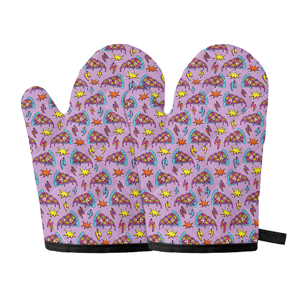 Psychedelic Pizza Pattern Print Oven Mitts