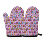 Psychedelic Pizza Pattern Print Oven Mitts