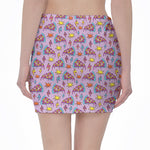 Psychedelic Pizza Pattern Print Pencil Mini Skirt