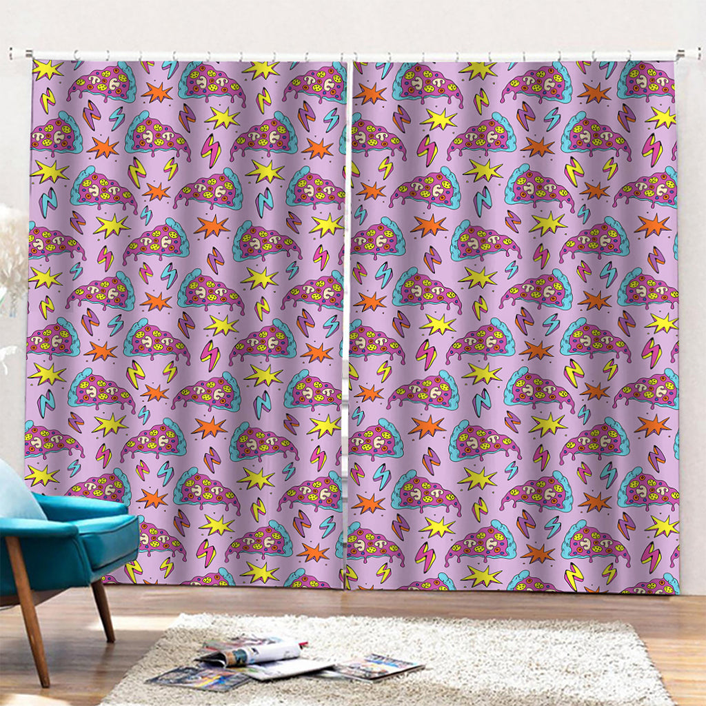 Psychedelic Pizza Pattern Print Pencil Pleat Curtains