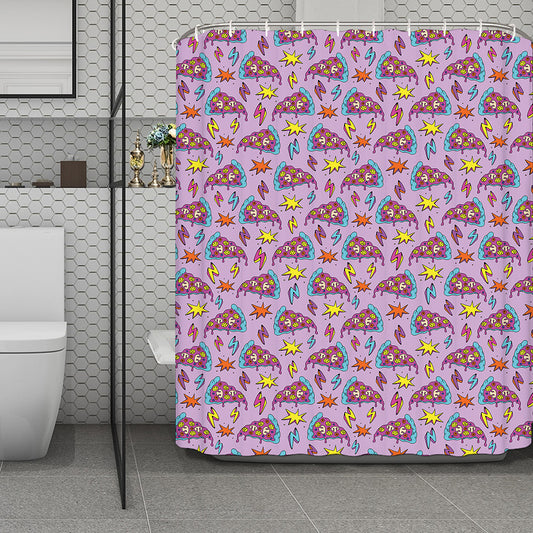 Psychedelic Pizza Pattern Print Polyester Shower Curtain