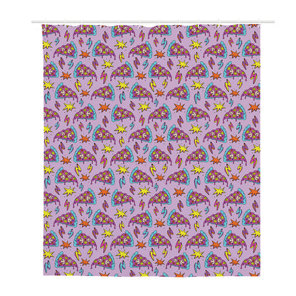 Psychedelic Pizza Pattern Print Polyester Shower Curtain