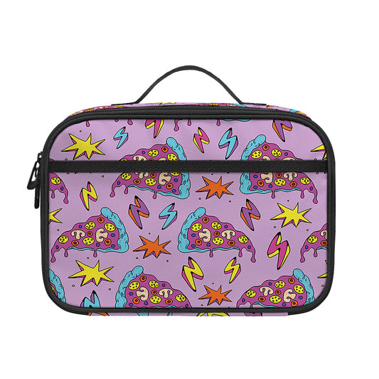 Psychedelic Pizza Pattern Print Portable Lunch Bag