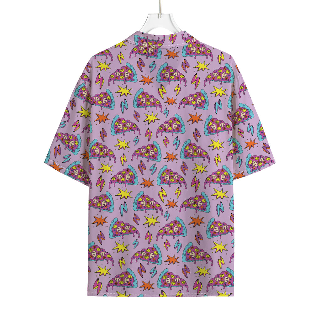 Psychedelic Pizza Pattern Print Rayon Hawaiian Shirt