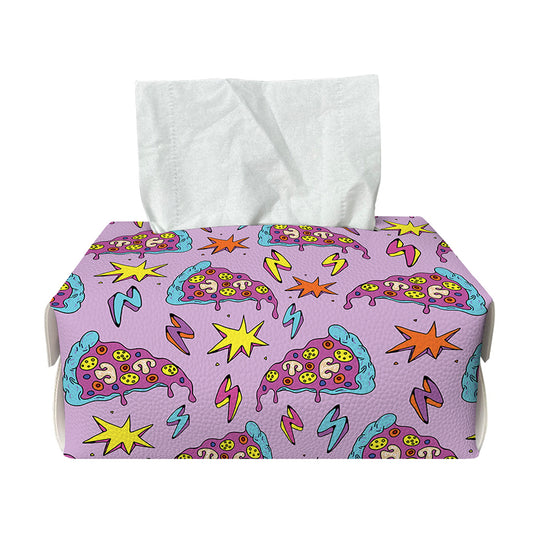 Psychedelic Pizza Pattern Print Rectangle Tissue Box Cover
