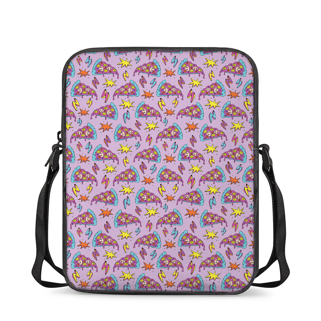 Psychedelic Pizza Pattern Print Rectangular Crossbody Bag