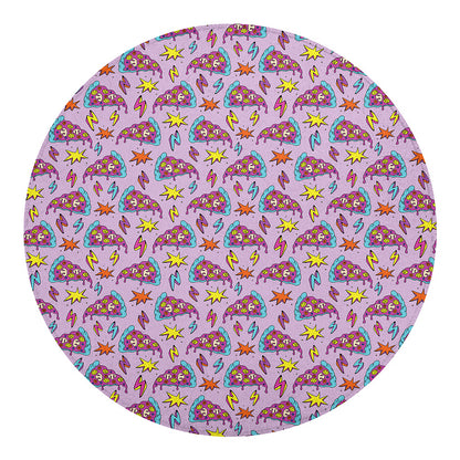 Psychedelic Pizza Pattern Print Round Blanket