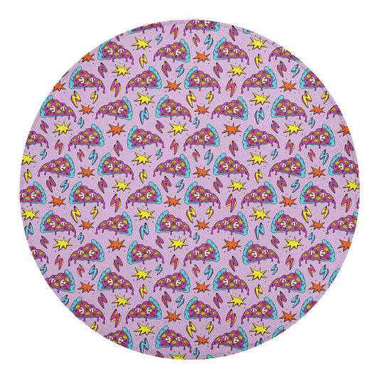 Psychedelic Pizza Pattern Print Round Blanket