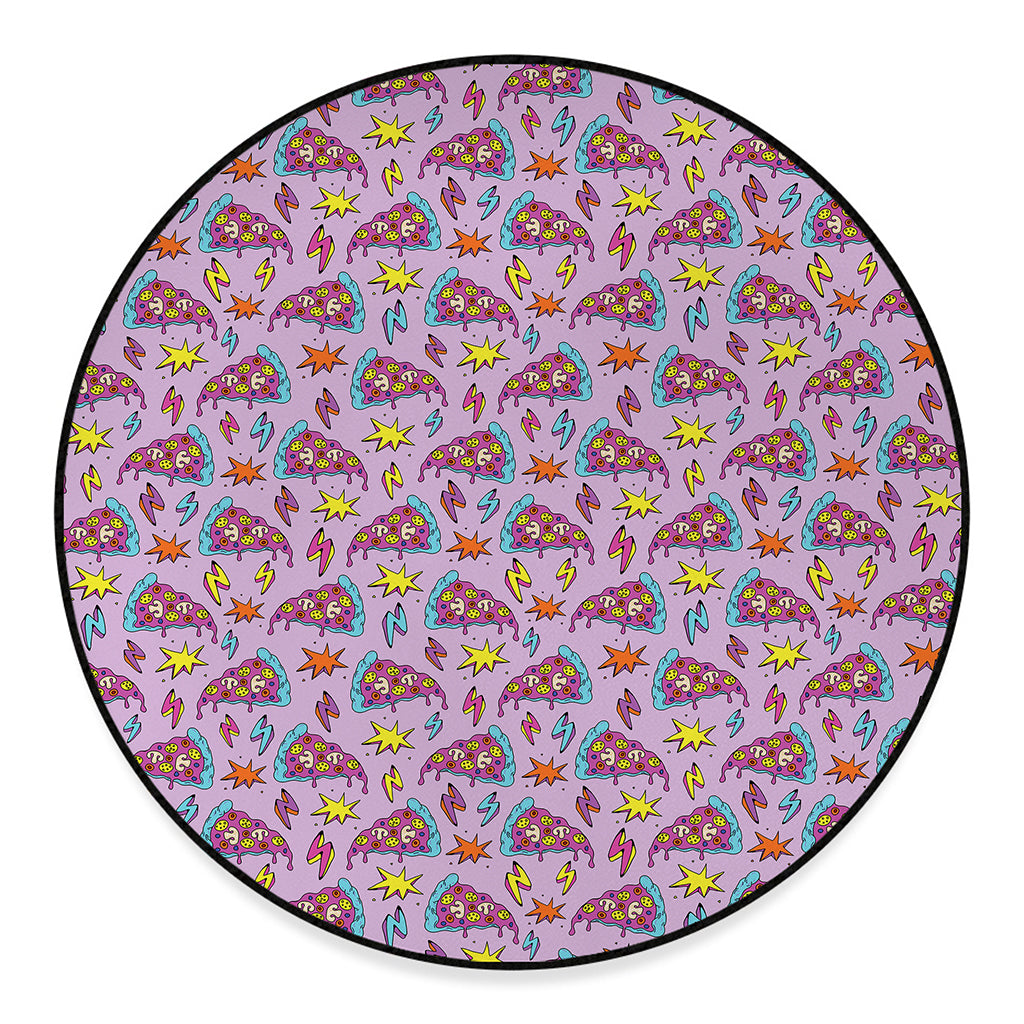 Psychedelic Pizza Pattern Print Round Floor Mat