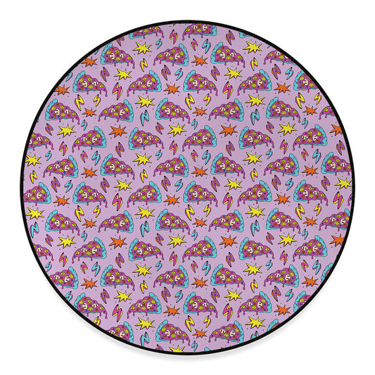 Psychedelic Pizza Pattern Print Round Floor Mat