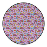 Psychedelic Pizza Pattern Print Round Floor Mat