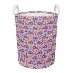 Psychedelic Pizza Pattern Print Round Laundry Basket