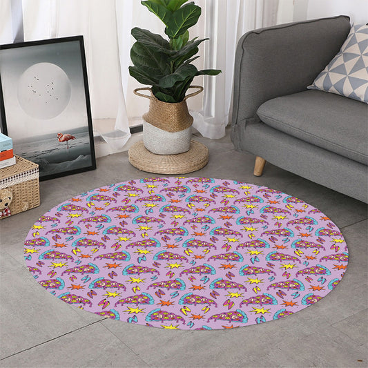 Psychedelic Pizza Pattern Print Round Rug