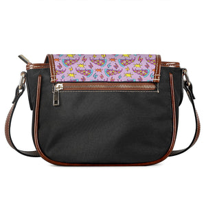 Psychedelic Pizza Pattern Print Saddle Bag