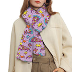 Psychedelic Pizza Pattern Print Scarf