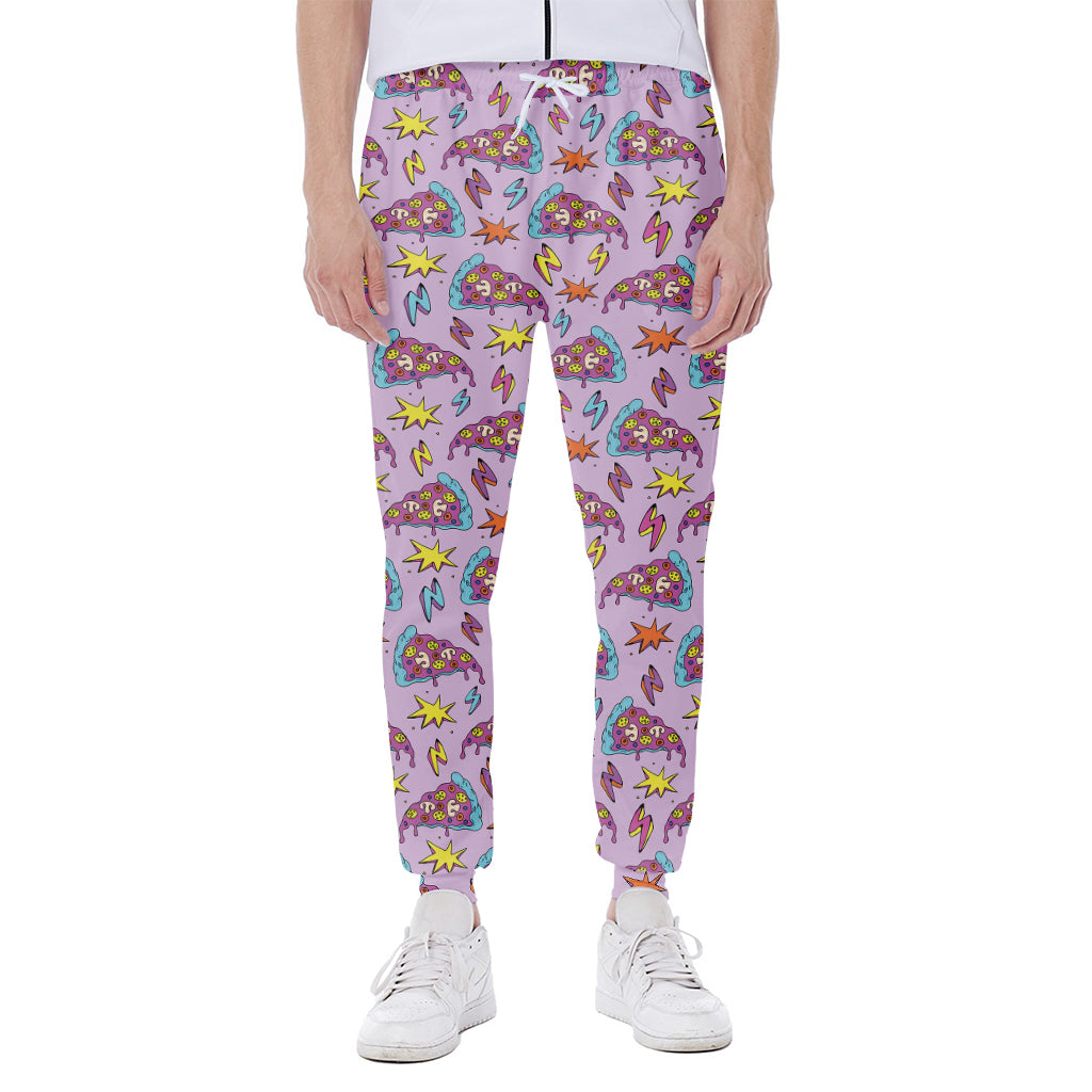 Psychedelic Pizza Pattern Print Scuba Joggers
