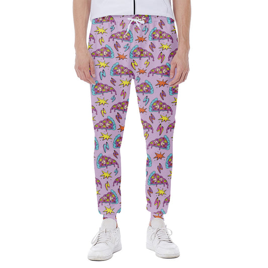 Psychedelic Pizza Pattern Print Scuba Joggers