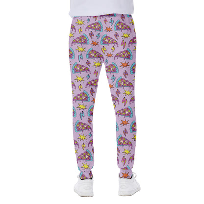 Psychedelic Pizza Pattern Print Scuba Joggers