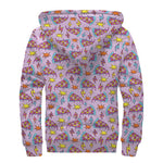 Psychedelic Pizza Pattern Print Sherpa Lined Zip Up Hoodie