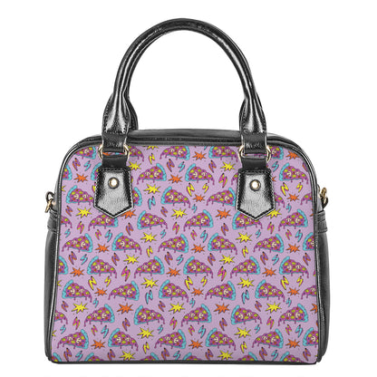 Psychedelic Pizza Pattern Print Shoulder Handbag