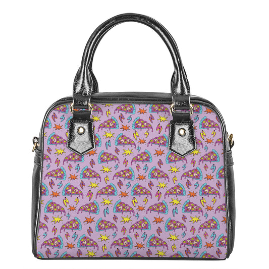 Psychedelic Pizza Pattern Print Shoulder Handbag