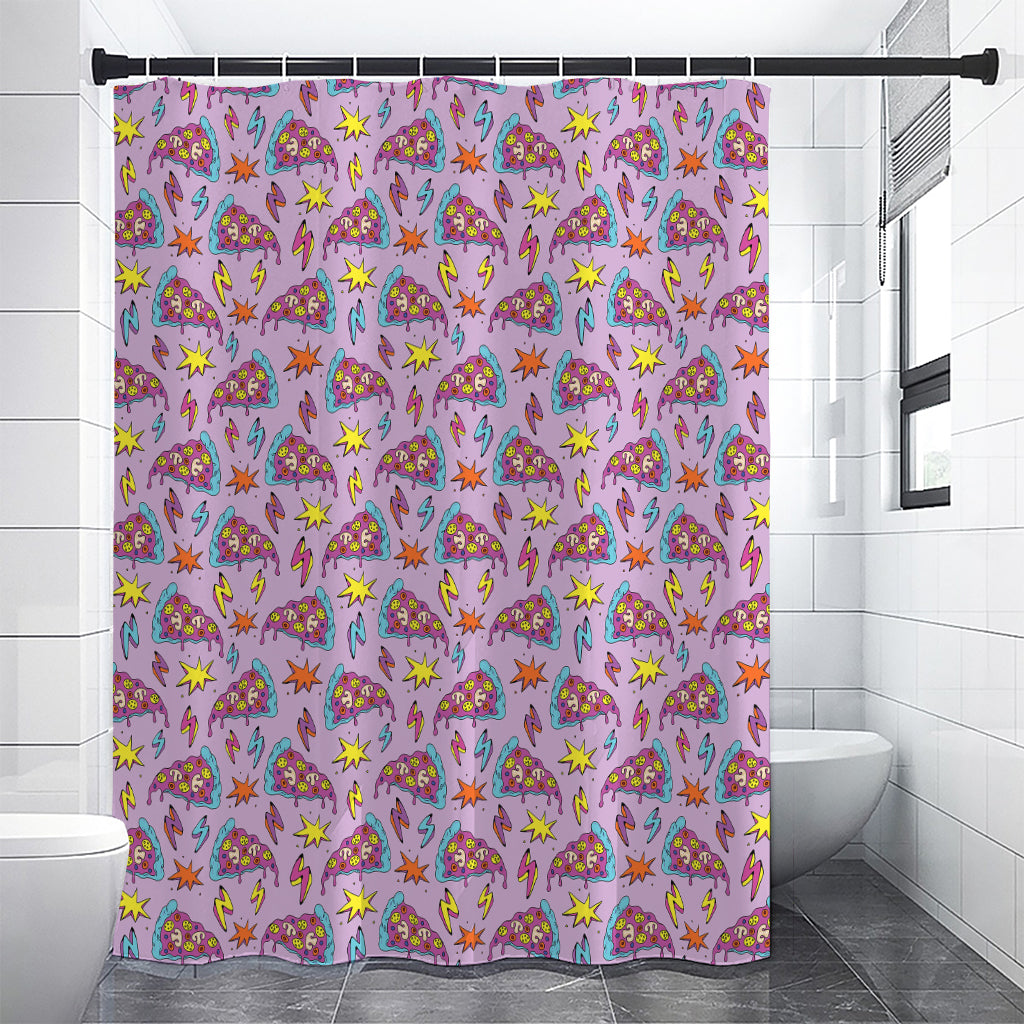 Psychedelic Pizza Pattern Print Shower Curtain