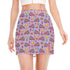 Psychedelic Pizza Pattern Print Side Slit Mini Skirt