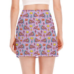 Psychedelic Pizza Pattern Print Side Slit Mini Skirt