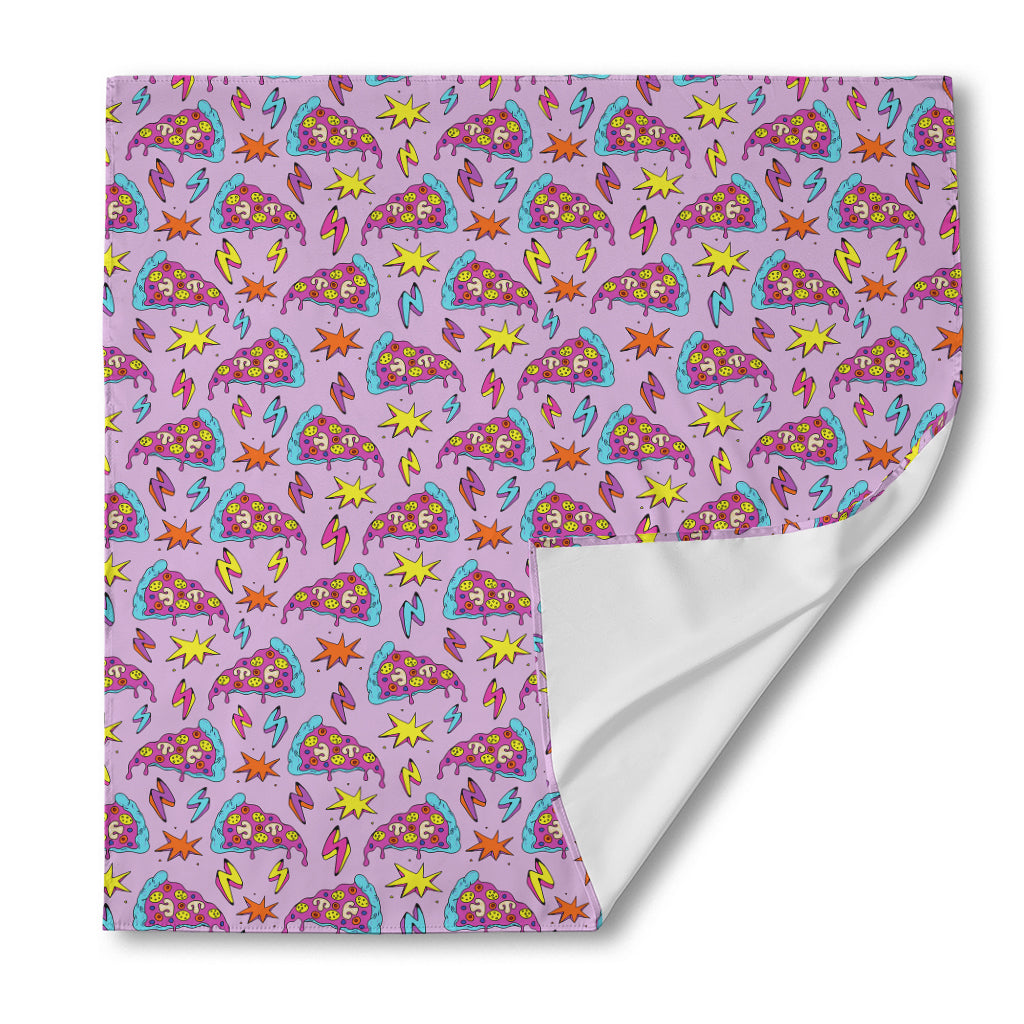 Psychedelic Pizza Pattern Print Silk Bandana