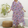 Psychedelic Pizza Pattern Print Silk V-Neck Kaftan Dress