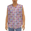 Psychedelic Pizza Pattern Print Sleeveless Baseball Jersey