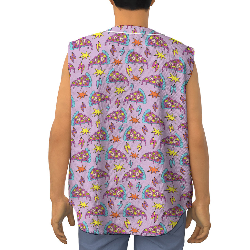 Psychedelic Pizza Pattern Print Sleeveless Baseball Jersey