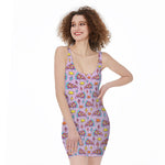 Psychedelic Pizza Pattern Print Sleeveless Bodycon Dress