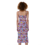 Psychedelic Pizza Pattern Print Slim Fit Midi Cami Dress