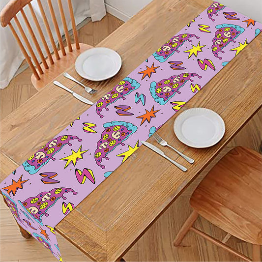 Psychedelic Pizza Pattern Print Table Runner