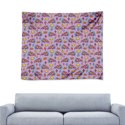 Psychedelic Pizza Pattern Print Tapestry