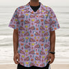 Psychedelic Pizza Pattern Print Textured Short Sleeve Shirt