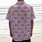 Psychedelic Pizza Pattern Print Textured Short Sleeve Shirt