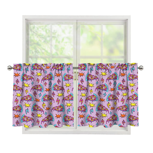 Psychedelic Pizza Pattern Print Tier Curtains