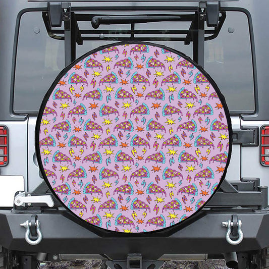 Psychedelic Pizza Pattern Print Tire Cover