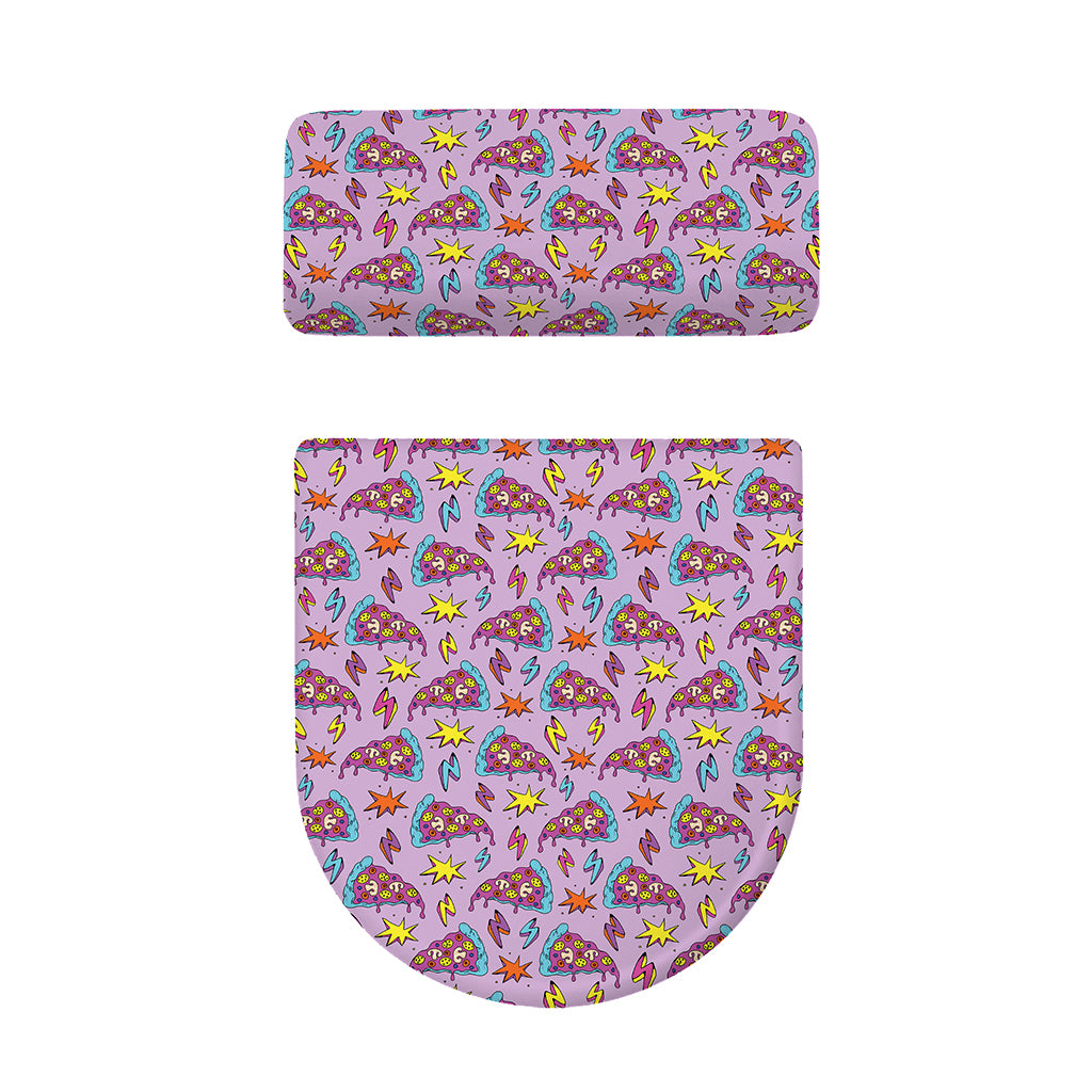 Psychedelic Pizza Pattern Print Toilet Lid And Tank Cover Set