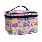 Psychedelic Pizza Pattern Print Travel Makeup Bag