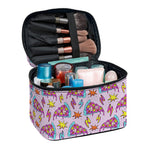 Psychedelic Pizza Pattern Print Travel Makeup Bag