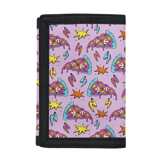 Psychedelic Pizza Pattern Print Trifold Wallet