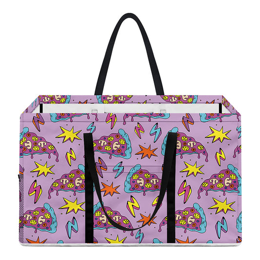 Psychedelic Pizza Pattern Print Utility Tote Bag